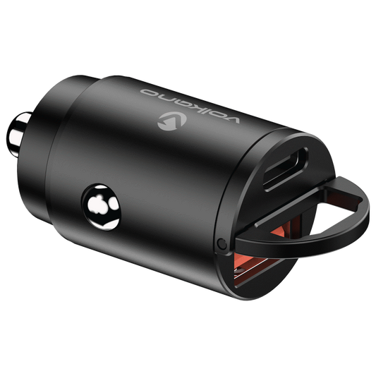 Volkano Obscurix Series 30w PD Dual USB-A and USB-C Ultra Small Car Charger | VK-8007-BK