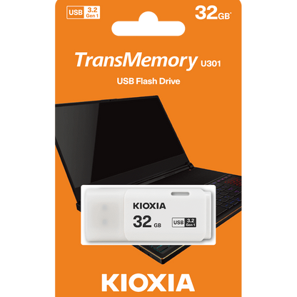 Kioxia TransMemory U301 32GB USB 3.2 Gen 1 Type-A Flash Drive (White) | LU301W032GG4