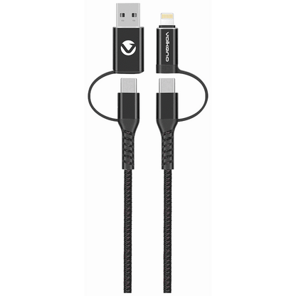 Volkano Weave Series 4-in-1 Cable Two Pack - 1.2m/4ft & 1.8m/6ft | VK-20172-BK