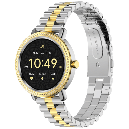 Volkano Ayla Collection Jewelled Smartwatch With 2 Colour Metal link strap | VAC6-5107-GDSL