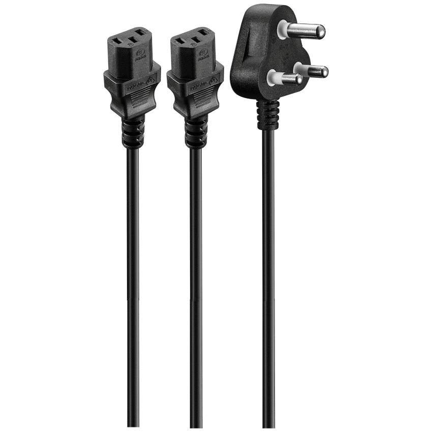 Volkano Presto Series Double 3 Pin IEC Power Cable 1.8m 10a - Black | VK-8142-BK