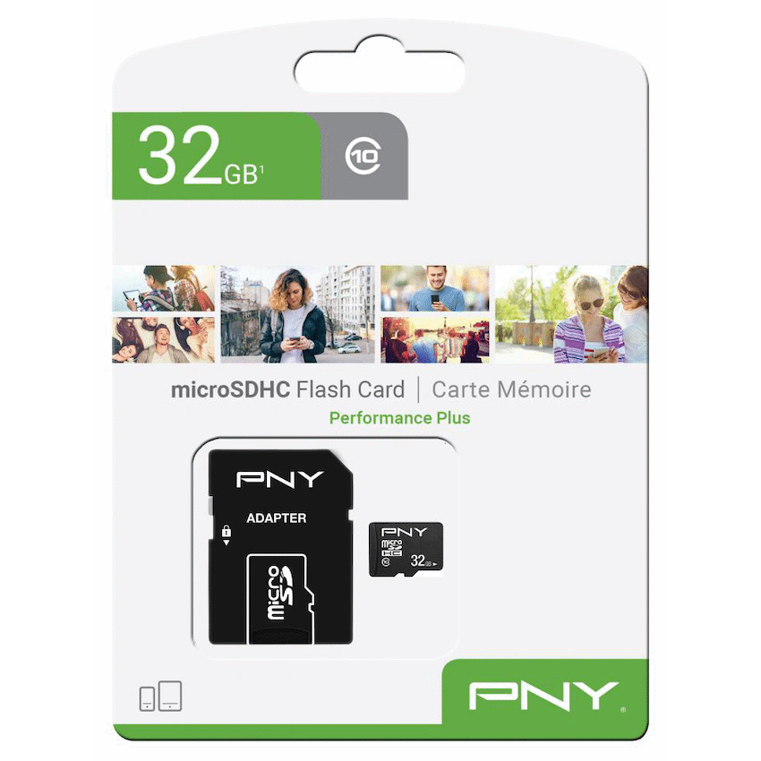 PNY Performance 32GB MicroSDHC Class 10 UHS-I U1 Memory Card with SD Adapter | P-SDU32G10PPL-GE