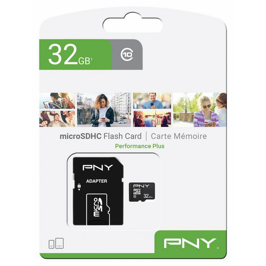 PNY Performance 32GB MicroSDHC Class 10 UHS-I U1 Memory Card with SD Adapter | P-SDU32G10PPL-GE