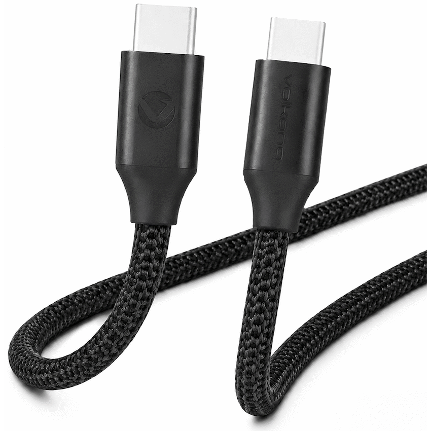 Volkano Weave Series Type-C to Type-C Cable (1.2m, 60w) - Black | VK-20167-BK