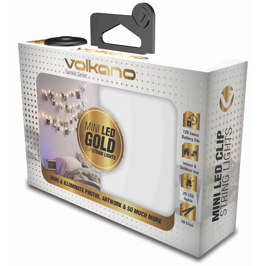 Volkano Twinkle Series Photo Clips with LED Lights - Gold | VK-50004-GD