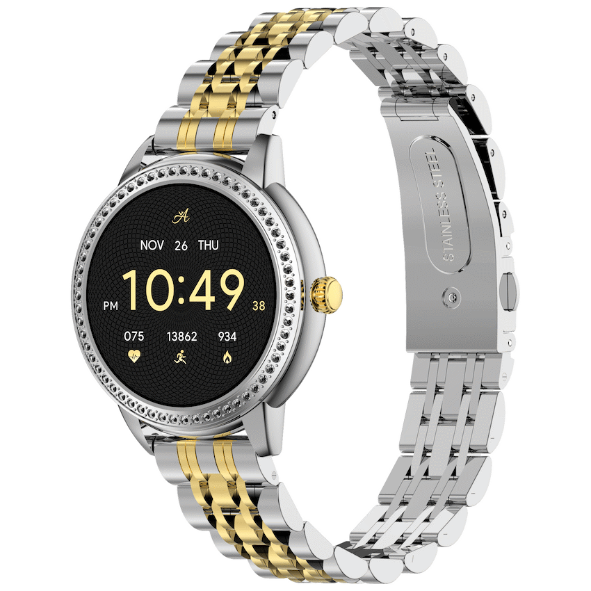 Volkano Ayla Collection Round Smartwatch With 2 Colour Metal link Strap | VAC5-5106-GDSL