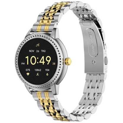 Volkano Ayla Collection Round Smartwatch With 2 Colour Metal link Strap | VAC5-5106-GDSL