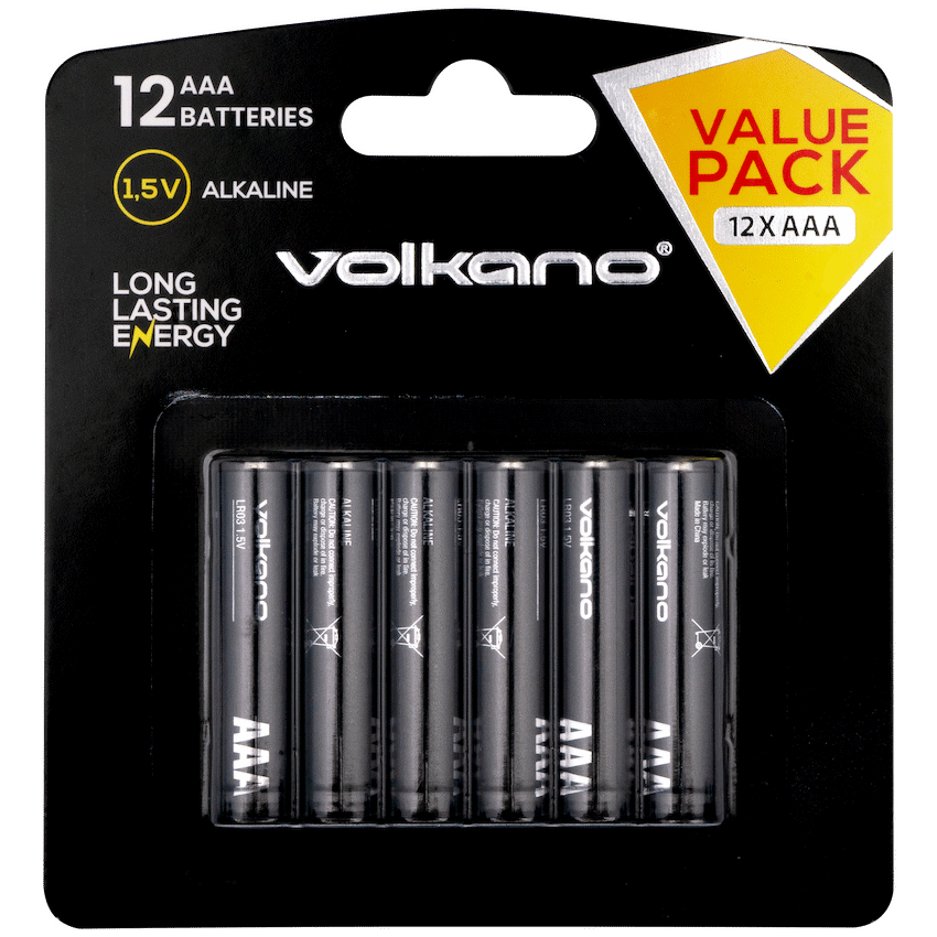 Volkano Extra AAA Batteries Value Pack of 12 | VK-8109-BK
