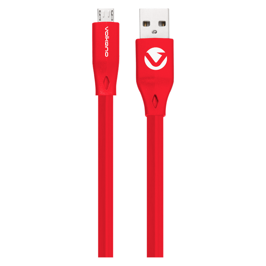 Volkano Slim Series Flat PVC Micro-USB Cable 1.2m - Red | VK-20082-RD