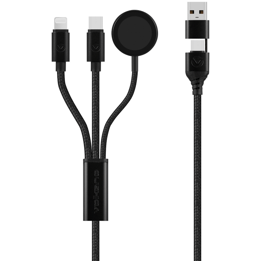 Volkano Weave Series 100W Braided 5-in-1 Charge and Data Cable 1m - Black | VK-20240-BK