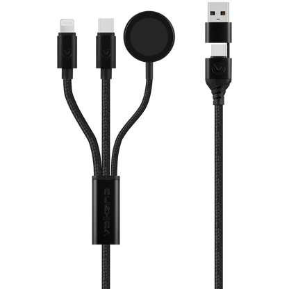 Volkano Weave Series 100W Braided 5-in-1 Charge and Data Cable 1m - Black | VK-20240-BK