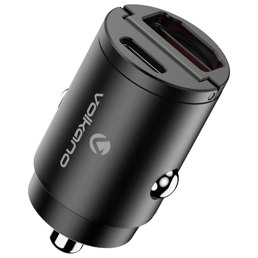 Volkano Veilix Series 45w PD Dual USB-A and USB-C Ultra Small Car Charger - Black | VK-8008-BK