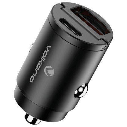Volkano Veilix Series 45w PD Dual USB-A and USB-C Ultra Small Car Charger - Black | VK-8008-BK