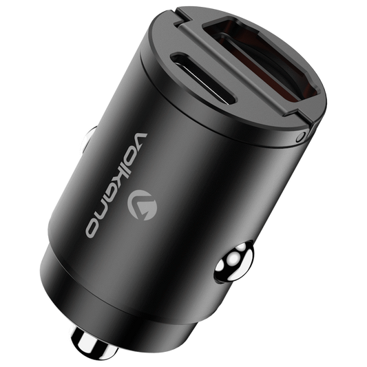 Volkano Veilix Series 45w PD Dual USB-A and USB-C Ultra Small Car Charger - Black | VK-8008-BK