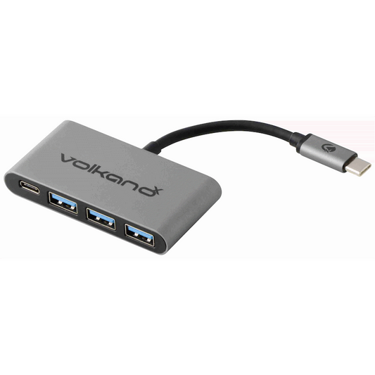 VolkanoX Core Hub series USB Type C to 3x USB 3.0 plus Power - 10cm - Charcoal | VK-20058-BK