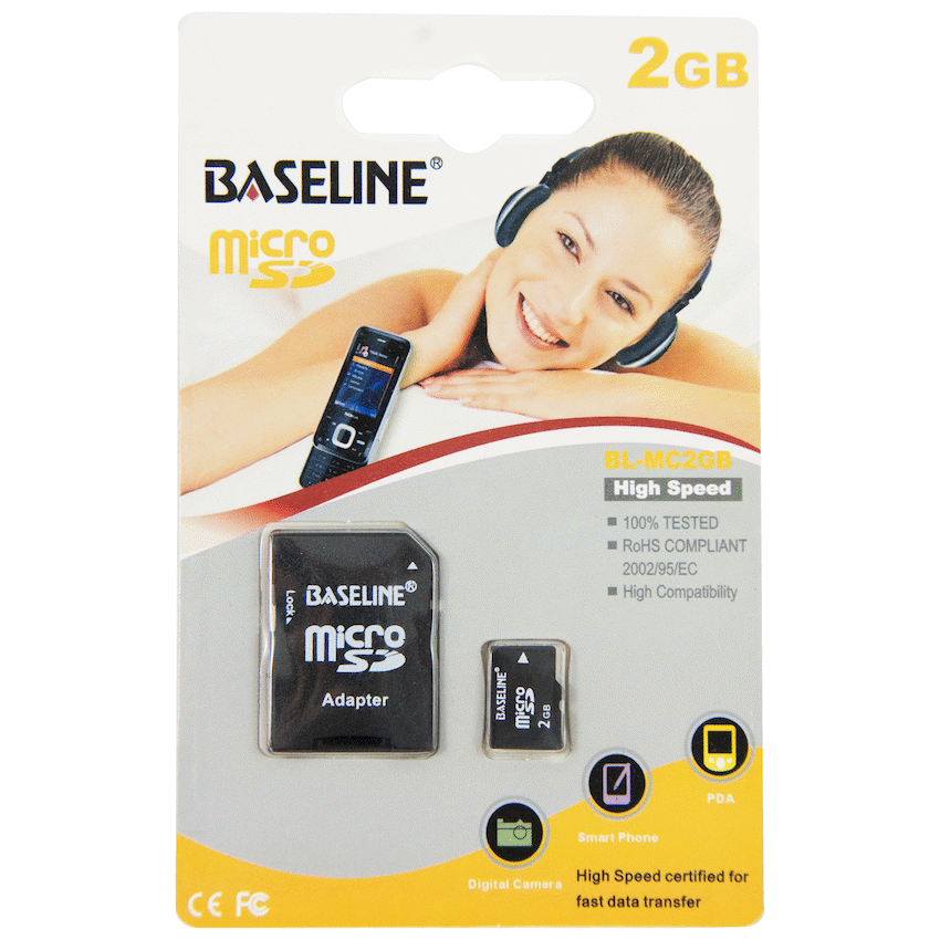 Baseline 2GB MicroSD Class 4/10 Memory Card with SD Adapter | BLRP-MC2GB