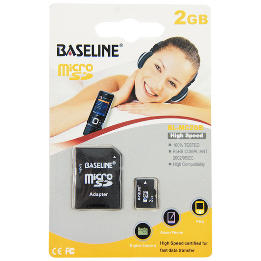 Baseline 2GB MicroSD Class 4/10 Memory Card with SD Adapter | BLRP-MC2GB