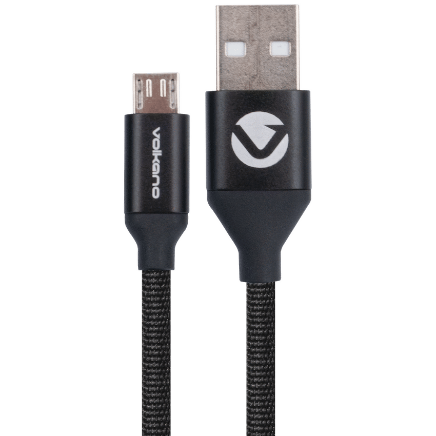 Volkano Weave Series Fabric Braided Micro USB Cable 1.2m - Black | VK-20107-BK