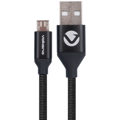 Volkano Weave Series Fabric Braided Micro USB Cable 1.2m - Black | VK-20107-BK