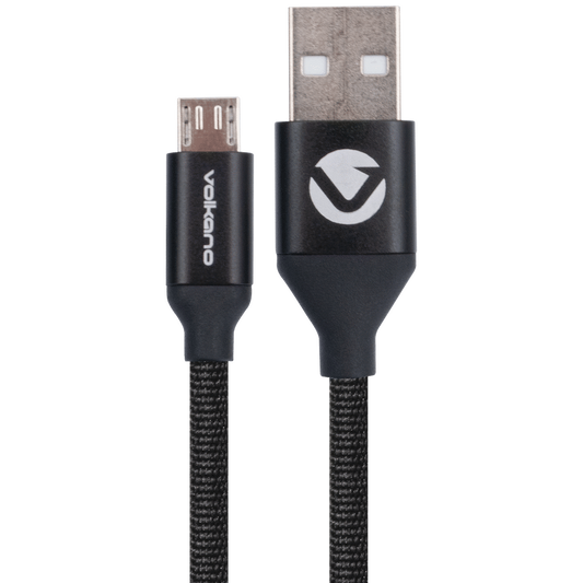 Volkano Weave Series Fabric Braided Micro USB Cable 1.2m - Black | VK-20107-BK