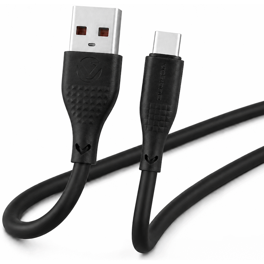 Volkano Nova Series USB A to USB C 100W 1.2m TPE cable- Black | VK-30085-BK