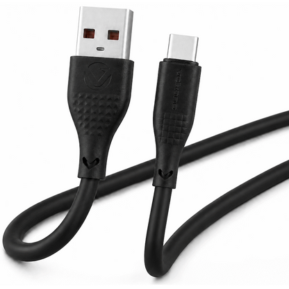 Volkano Nova Series USB A to USB C 100W 1.2m TPE cable- Black | VK-30085-BK