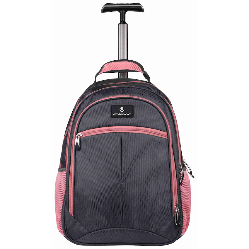 Volkano Orthopaedic Trolley Backpack 27L - Dark Grey/Pink | VK-7094-DGRPK