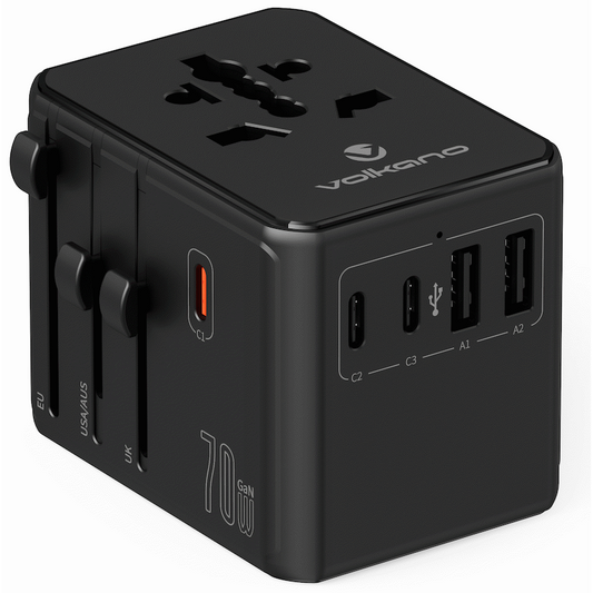 Volkano Jetsetter series 70W PD Travel Adaptor | VK-8027-70-BK