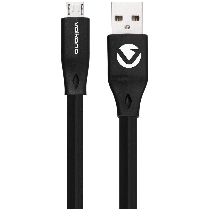 Volkano Slim Series Flat PVC Micro USB Cable 1.2m - Black | VK-20082-BK