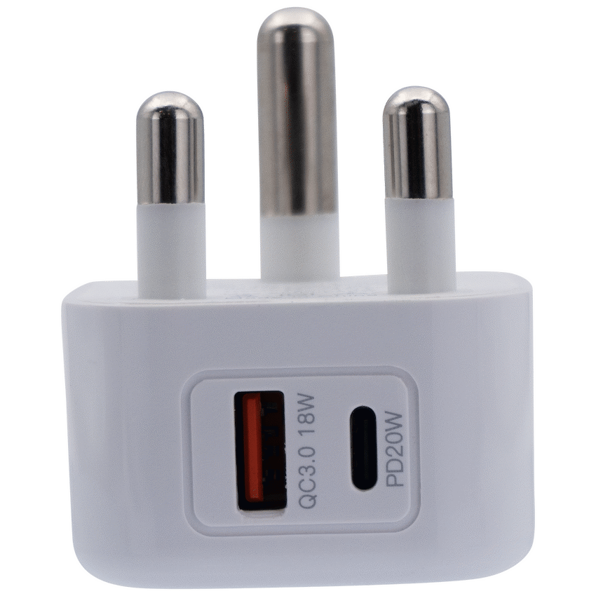 Volkano Robust Series 3-Pin SA to 20w PD + QC 3.0 Wall Charger | VK-8014-WT[V2]