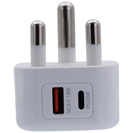 Volkano Robust Series 3-Pin SA to 20w PD + QC 3.0 Wall Charger | VK-8014-WT[V2]