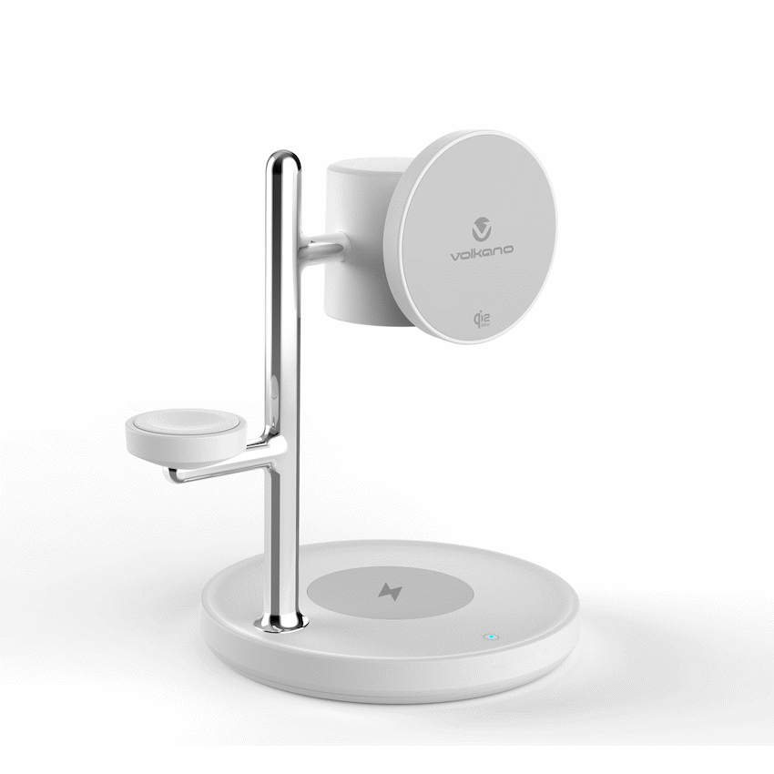 Volkano Lumen Series 3-in-1 Magnetic 25W Qi2.2 Wireless Charging Station - White | VK-8404-WT