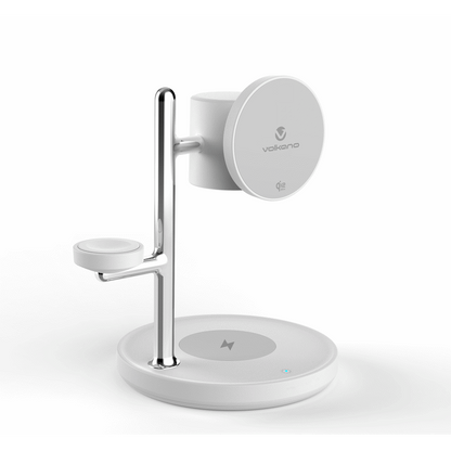 Volkano Lumen Series 3-in-1 Magnetic 25W Qi2.2 Wireless Charging Station - White | VK-8404-WT