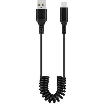 Volkano Helix Series Coiled 1m Charging Cable USB-A To USB-C 60W - Black | VK-20376-BK