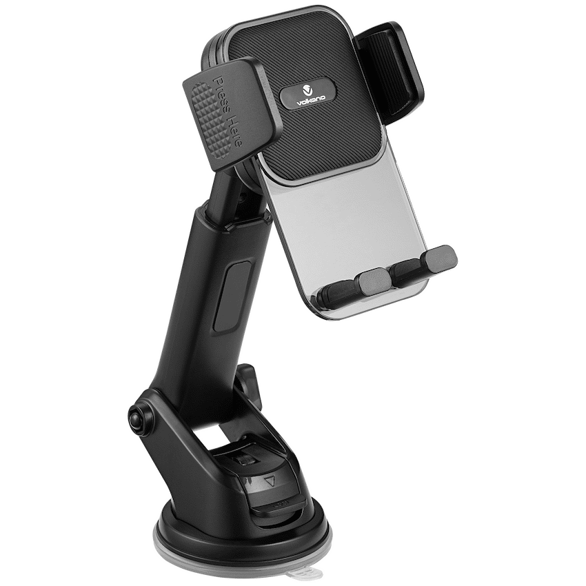 Volkano Secure Series Car Vent, Dash & Windshield Mount Phone Holder - Black | VK-5306-BK