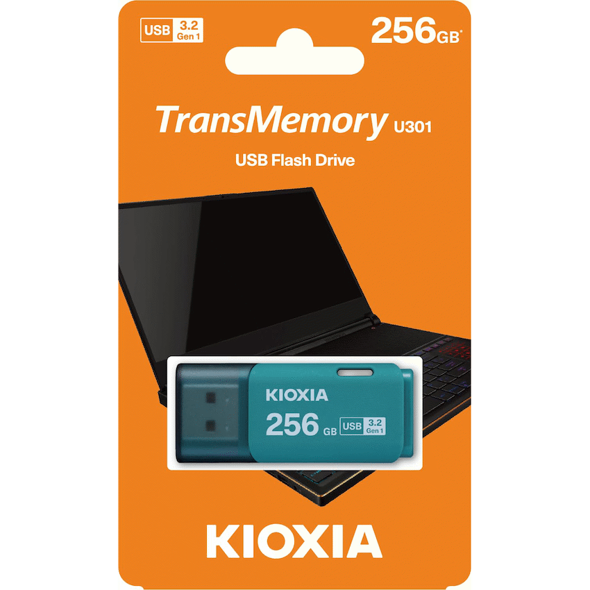 Kioxia TransMemory U301 256GB USB 3.2 Gen 1 Type-A Flash Drive (Light Blue) | LU301L256GG4
