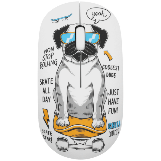 Volkano Tag Series 2.4G Wireless Optical Mouse with Nano USB and Type-C Receiver - Pug | VK-20180-PUG