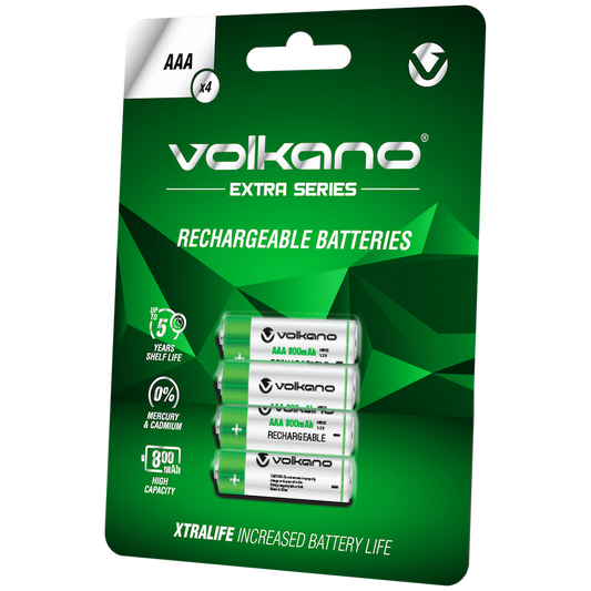 Volkano Extra Series AAA Rechargeable Batteries Pack of 4 | VK-8103-GN