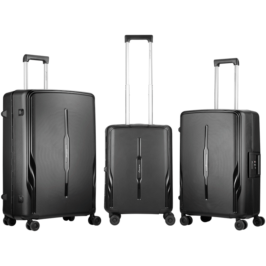 Travelwize Clipper PP 3Pc 4-Wheel Spinner Luggage Set Black | TW-9267-BK