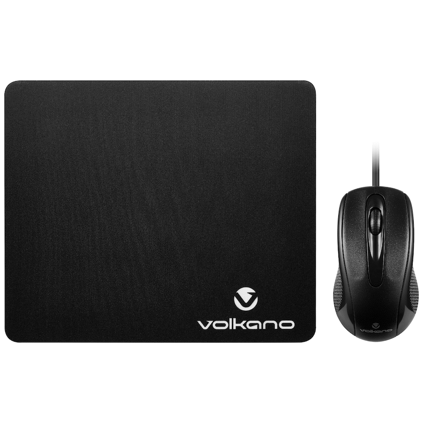 Volkano Slick series wired USB mouse with mousepad combo | VK-30025-BK