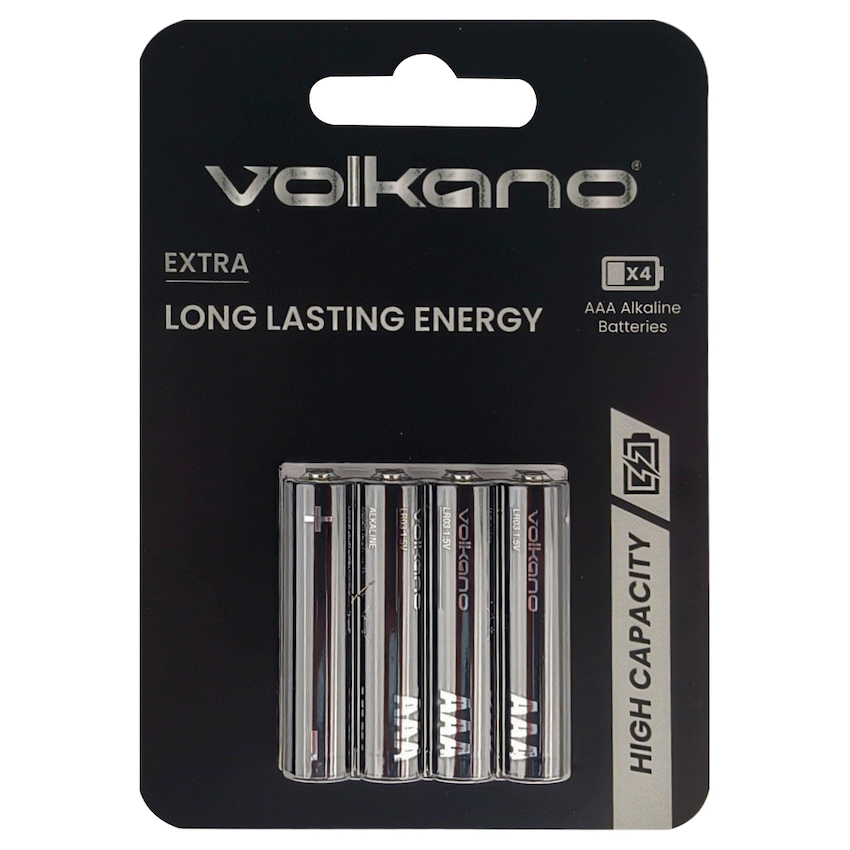 Volkano Extra series Alkaline Batteries AAA pack of 4 | VK-8101-BL