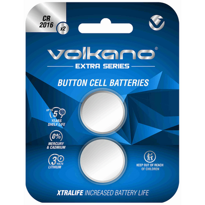 Volkano Extra Series CR2016 Pack of 2 Batteries | VK-8105-SL