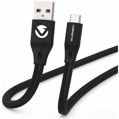 Volkano Slim Series Flat PVC Type-C Cable 1.2m - Black | VK-20085-BK