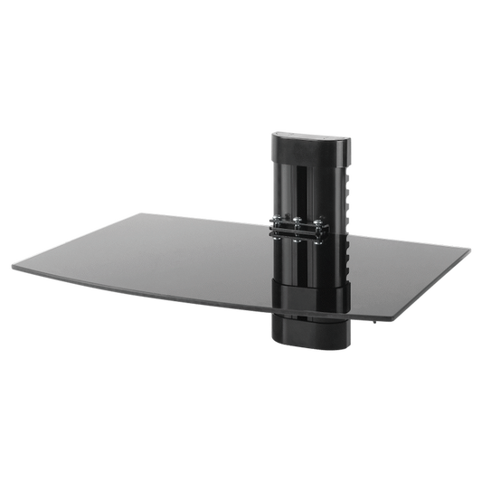 Volkano Steel Series Aluminium, Steel and Tempered Glass Single Shelf Unit | VK-4028-BK