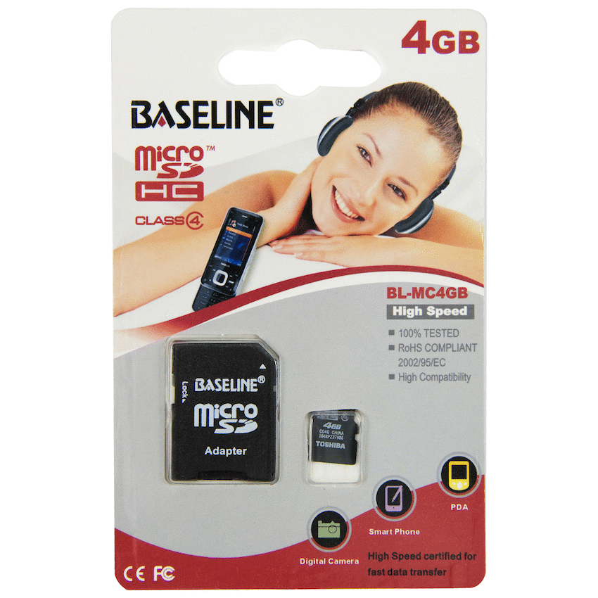Baseline 4GB MicroSDHC Class 4/10 Memory Card with SD Adapter | BLRP-MC4GB