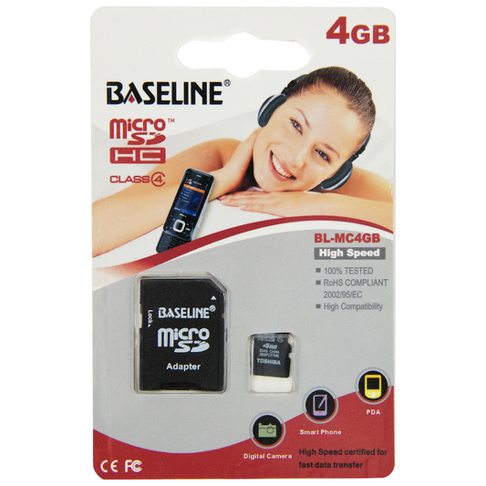 Baseline 4GB MicroSDHC Class 4/10 Memory Card with SD Adapter | BLRP-MC4GB