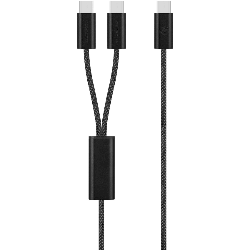 Volkano Weave Series USB C to 2 USB C 100W 1.5m | VK-30238-BK