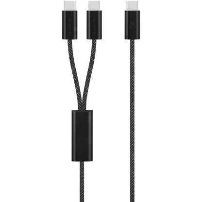 Volkano Weave Series USB C to 2 USB C 100W 1.5m | VK-30238-BK