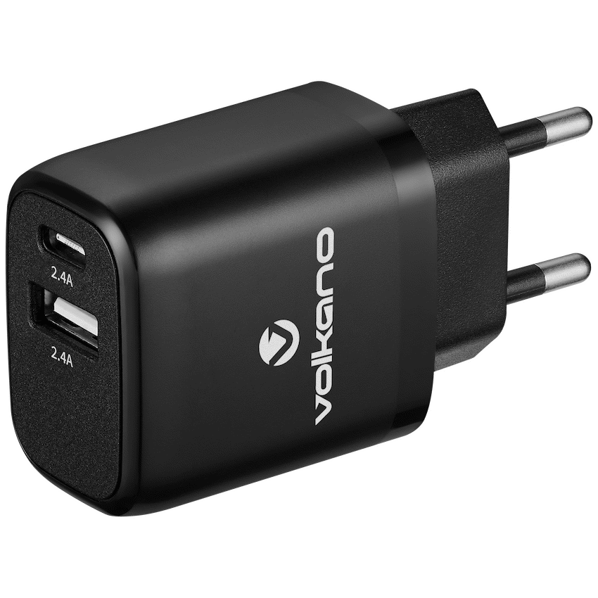 Volkano On the Go USB Plus Type-C Wall Charger | VK-PDQ005-BK