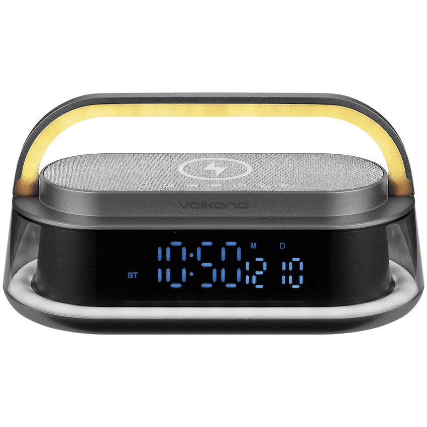 Volkano Awaken Series Alarm Clock with Wireless Charging and Speaker | VK-3129-GR